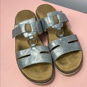 Remonte Blue and Tan Sandals with Cork Footbed
